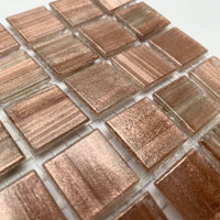Mozaic din sticlă cu vinișoare aurii 20mm – cupru deschis - mosaicshop