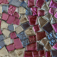 Mozaic din sticlă – Placă din sticlă cu oglindă – amestec roz - mosaicshop