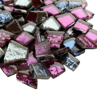 Mozaic din sticlă – Placă din sticlă cu oglindă – amestec roz - mosaicshop