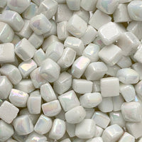 Micro mozaic din sticlă 4,8mm – alb, sidefat - mosaicshop