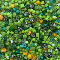 Mozaic din sticlă – Millefiori – amestec verde - mosaicshop