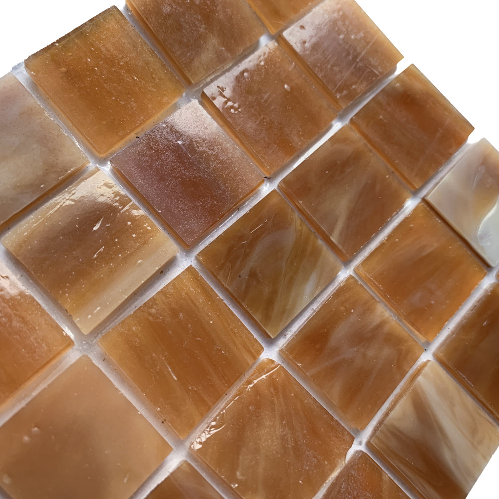 Mozaic din sticlă Tiffany Glacier 20mm – caramel cu unt