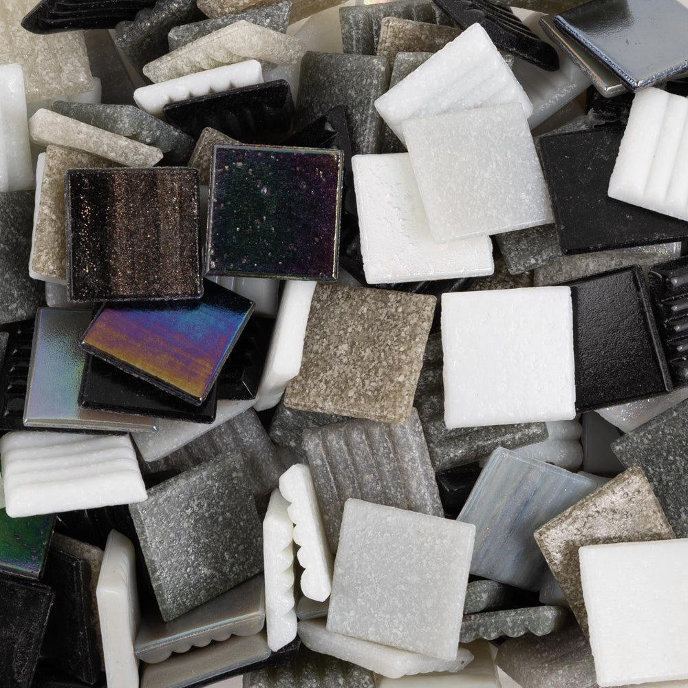 Mozaic din sticlă – amestec gri 20mm