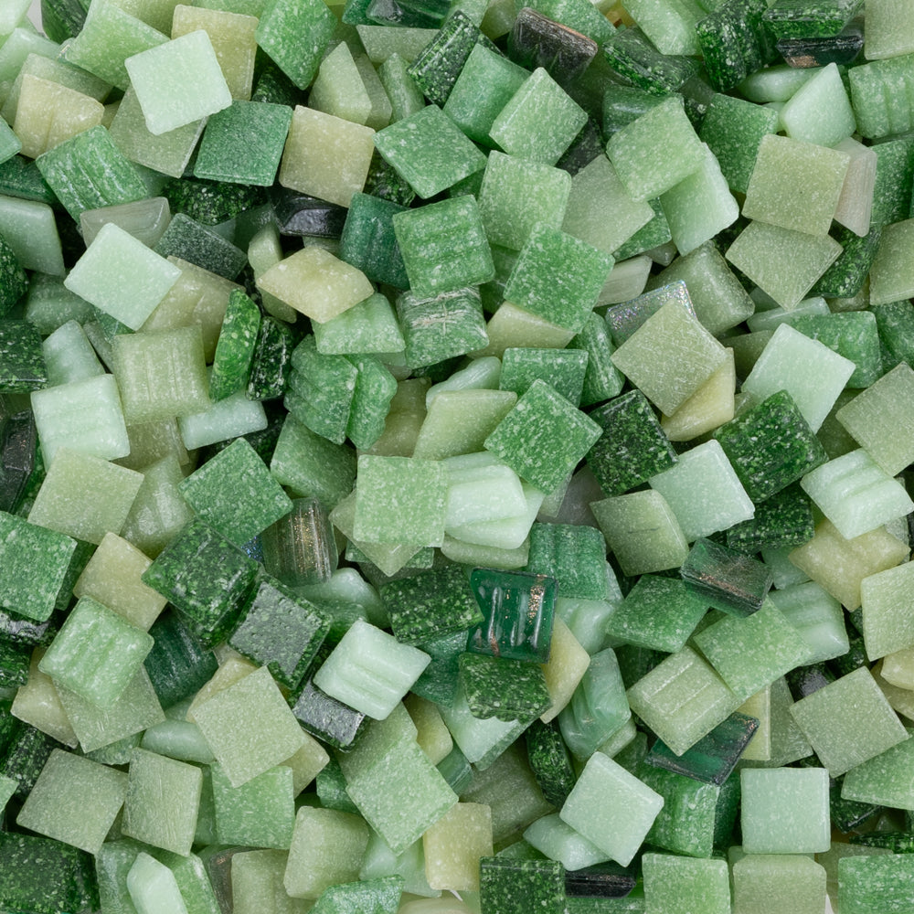 Mozaic din sticlă – amestec verde 10mm