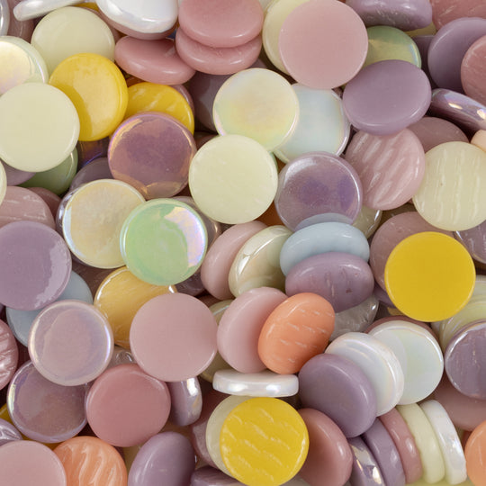 Plăcuță rotundă din sticlă 18mm – amestec pastel