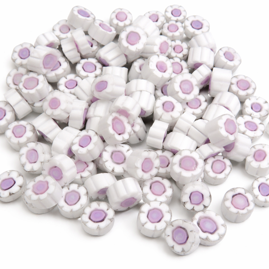 Millefiori – floare albă roz