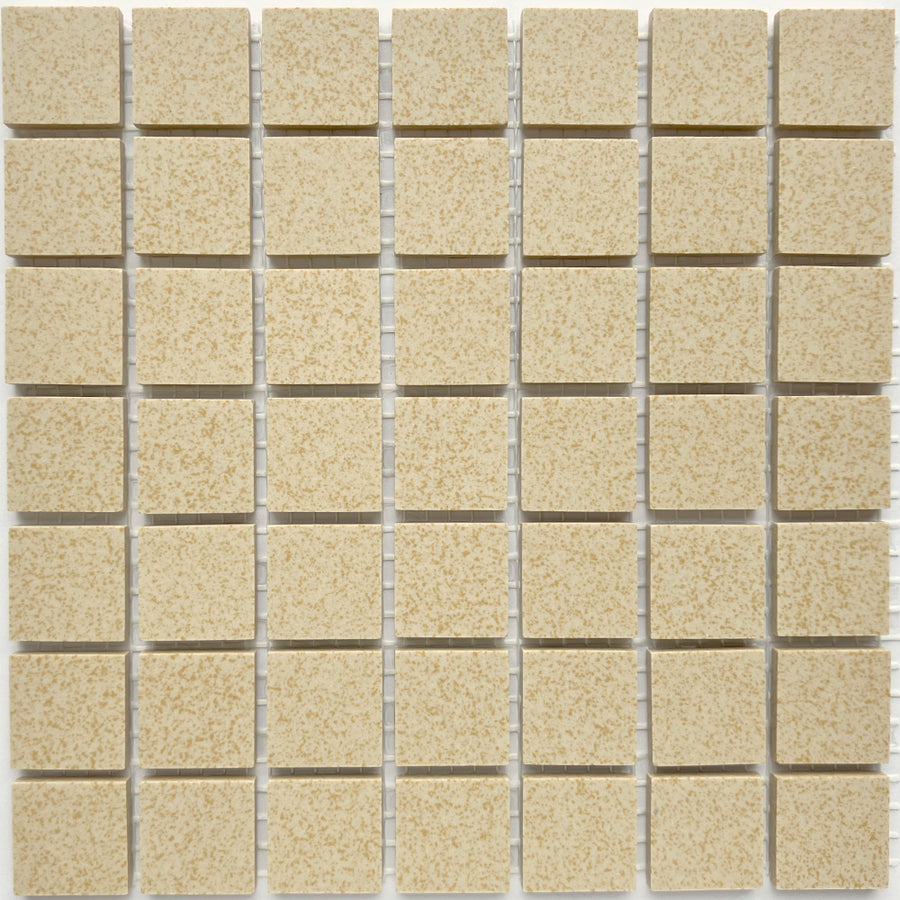 Winckelmans Jaune 202 Mouchetés – plăcuțe de mozaic mate de 20x20 mm pe plasă
