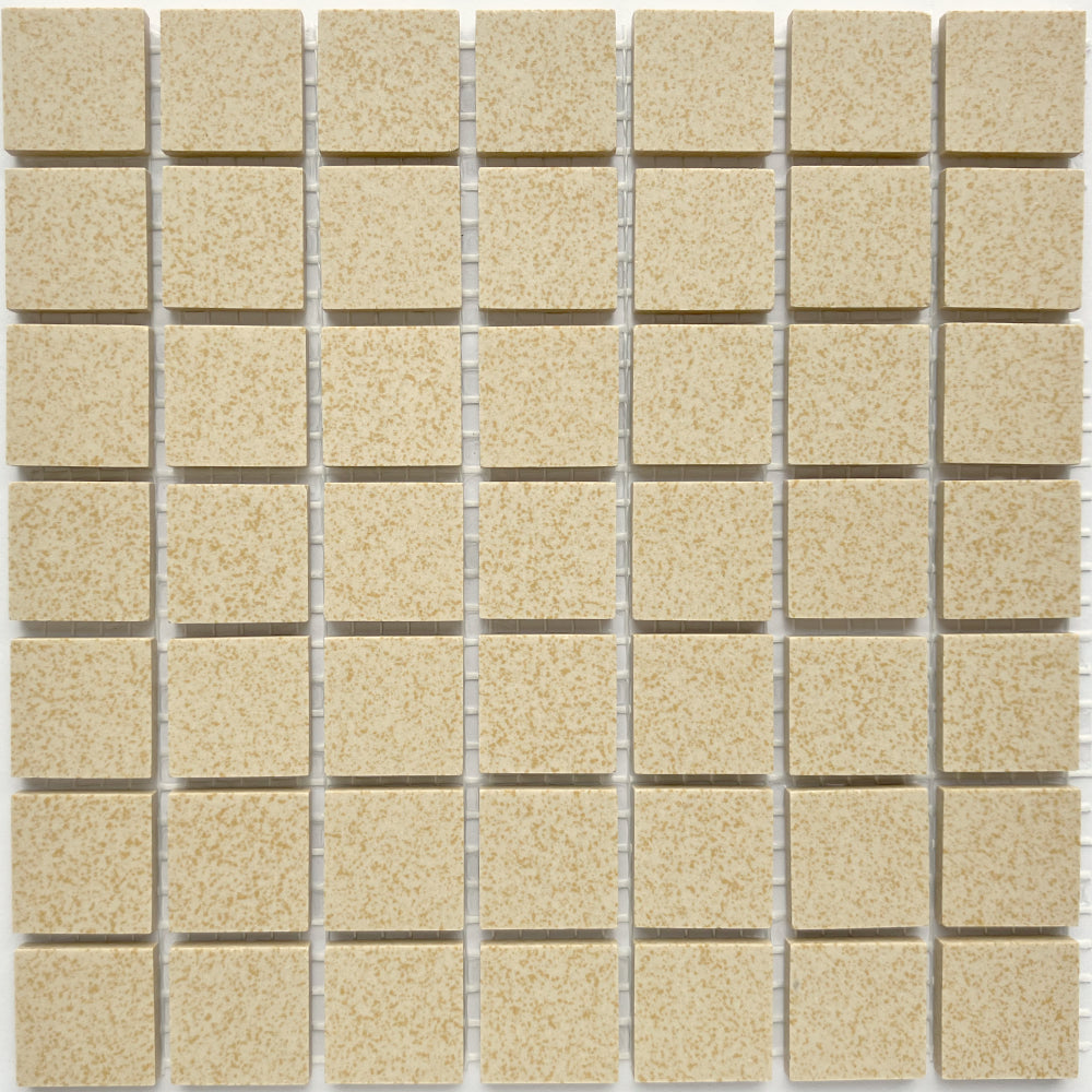 Winckelmans Jaune 202 Mouchetés – plăcuțe de mozaic mate de 20x20 mm pe plasă