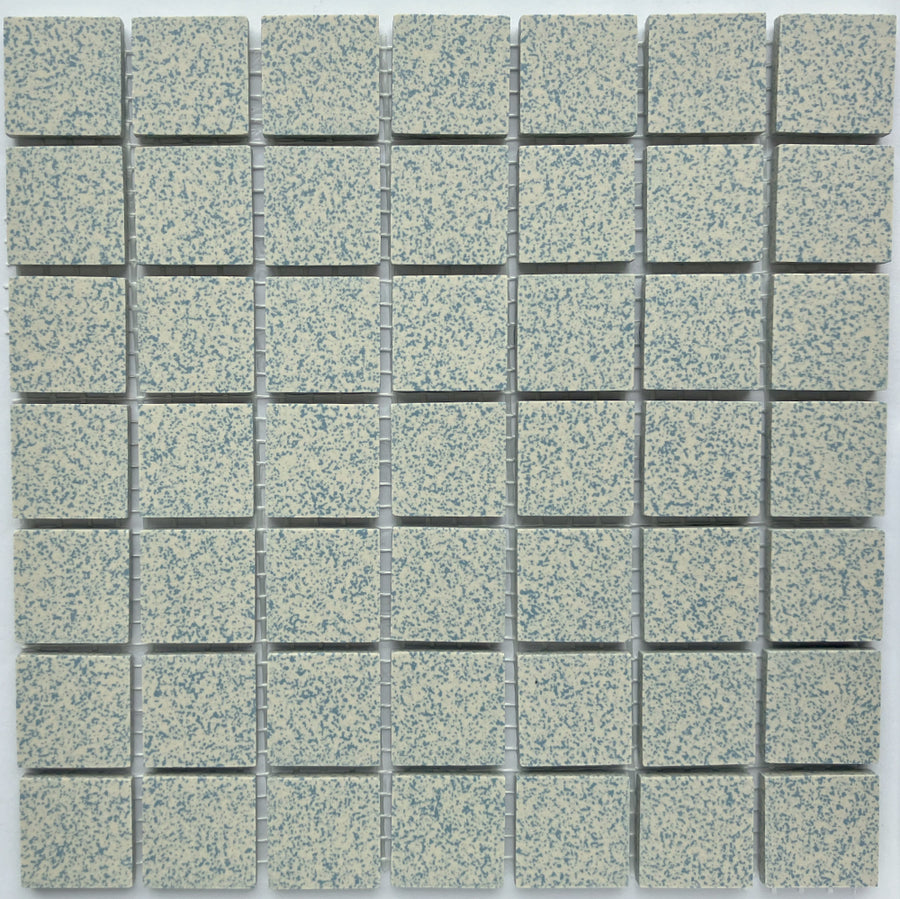 Winckelmans Bleu 208 Mouchetés – plăcuțe de mozaic mate de 20x20 mm pe plasă