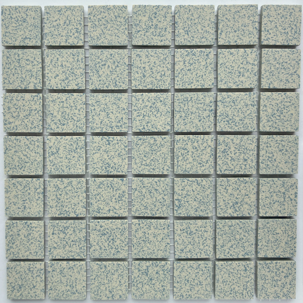 Winckelmans Bleu 208 Mouchetés – plăcuțe de mozaic mate de 20x20 mm pe plasă