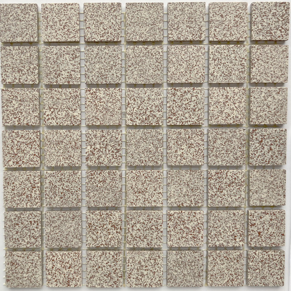 Winckelmans Rouge 210 Mouchetés – plăcuțe de mozaic mate de 20x20 mm pe plasă