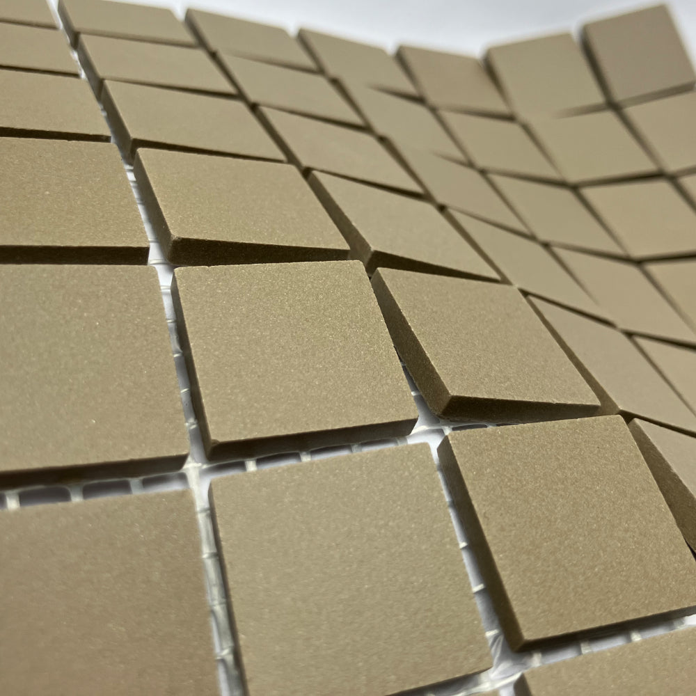 Winckelmans Taupe – plăcuțe de mozaic mate de 20x20 mm pe plasă