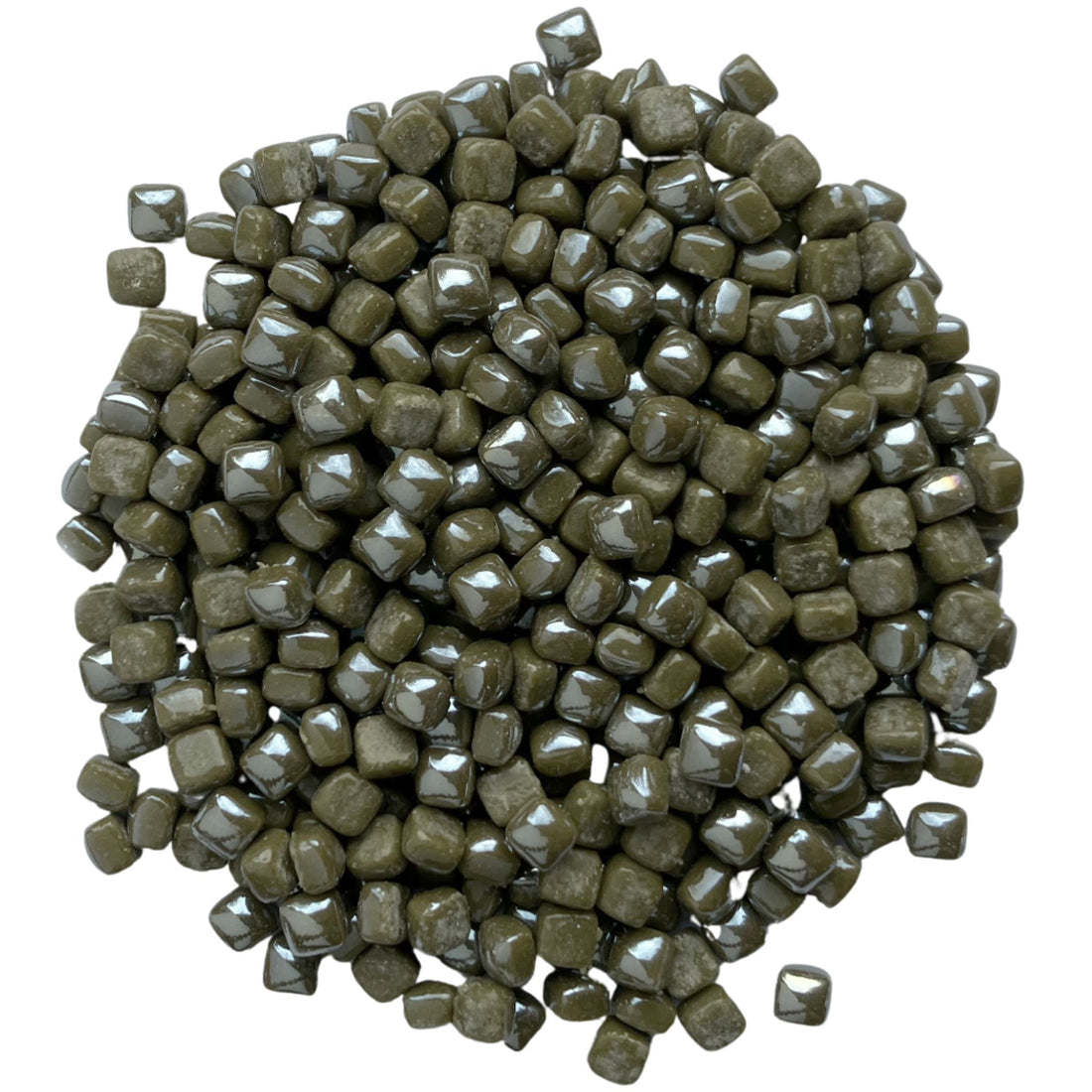 Micro mozaic din sticlă 4,8mm – verde măsliniu închis, sidefat
