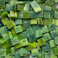 Piese individuale din sticlă Tiffany Glacier de 15 mm, culoare verde mușchi