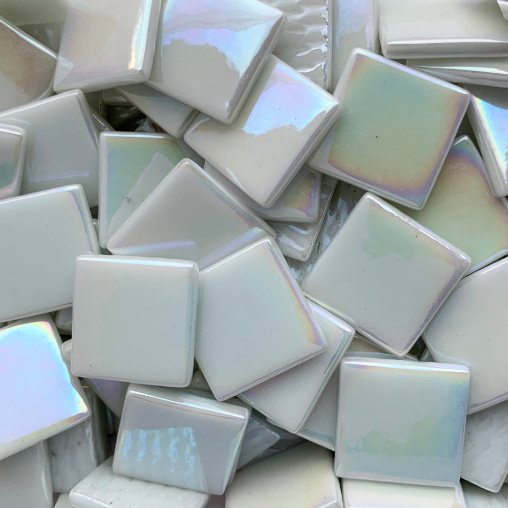 Pâte de Verre sidefat 25mm – alb opalin