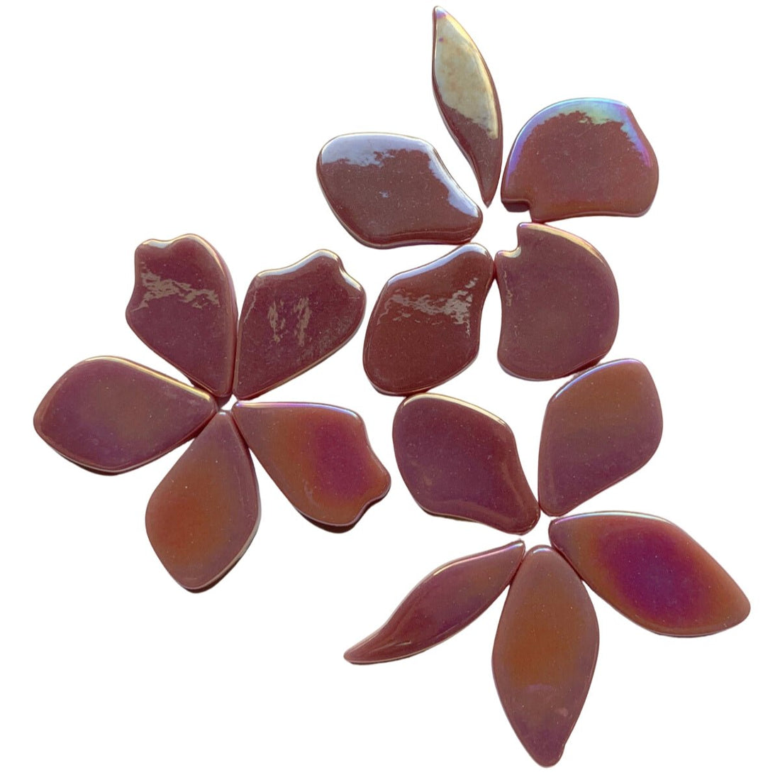 Mozaic din sticlă – Petale din sticlă sidefate – zmeură - mosaicshop
