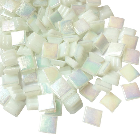 Mozaic din sticlă irizat 10mm – diamant alb