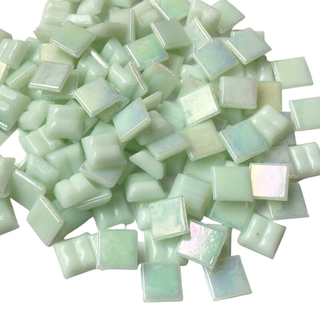 Mozaic din sticlă irizat 10mm – verde perlat - mosaicshop