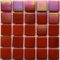 Mozaic din sticlă irizat 20mm – roșu rubiniu - mosaicshop