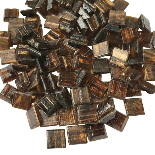 Mozaic din sticlă cu vinișoare aurii 10mm – topaz intens