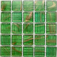 Mozaic din sticlă cu vinișoare aurii 20mm – absint - mosaicshop