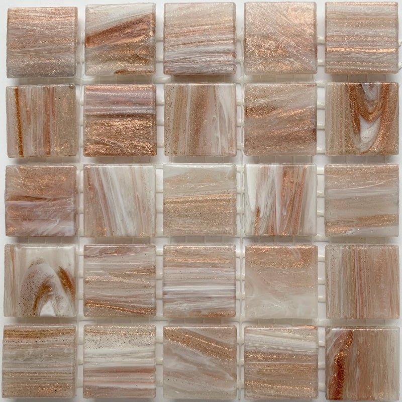 Mozaic din sticlă cu vinișoare aurii 20mm – auriu deschis - mosaicshop