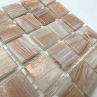Mozaic din sticlă cu vinișoare aurii 20mm – auriu deschis - mosaicshop