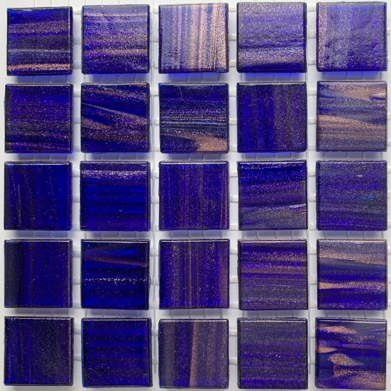 Mozaic din sticlă cu vinișoare aurii 20mm – albastru nocturn - mosaicshop