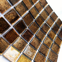 Mozaic din sticlă cu oglindă 20mm – alamă - mosaicshop