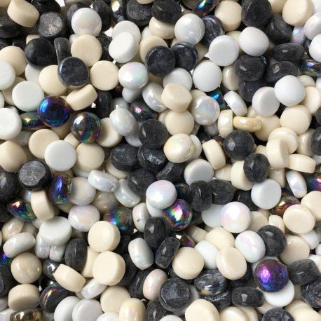 Bumbi din sticlă 12mm – amestec negru/alb
