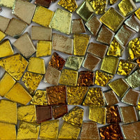 Mozaic din sticlă – Placă din sticlă cu oglindă – amestec auriu - mosaicshop