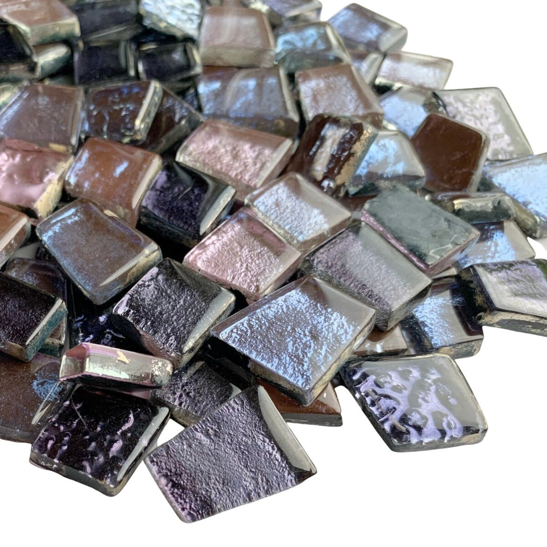 Mozaic din sticlă – Placă din sticlă cu oglindă – amestec violet - mosaicshop