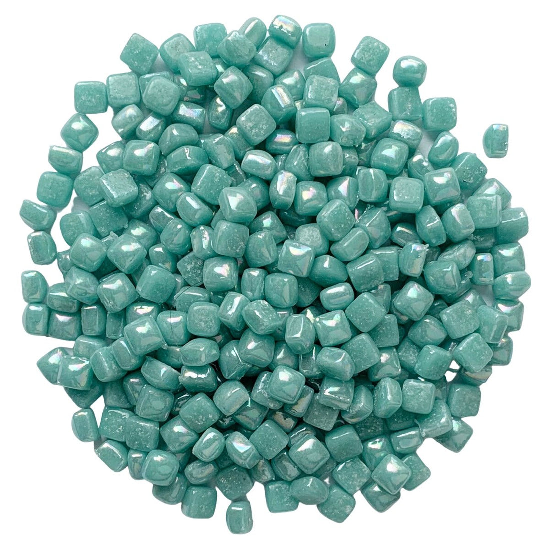 Micro mozaic din sticlă 4,8mm – Half Cyaan, sidefat - mosaicshop