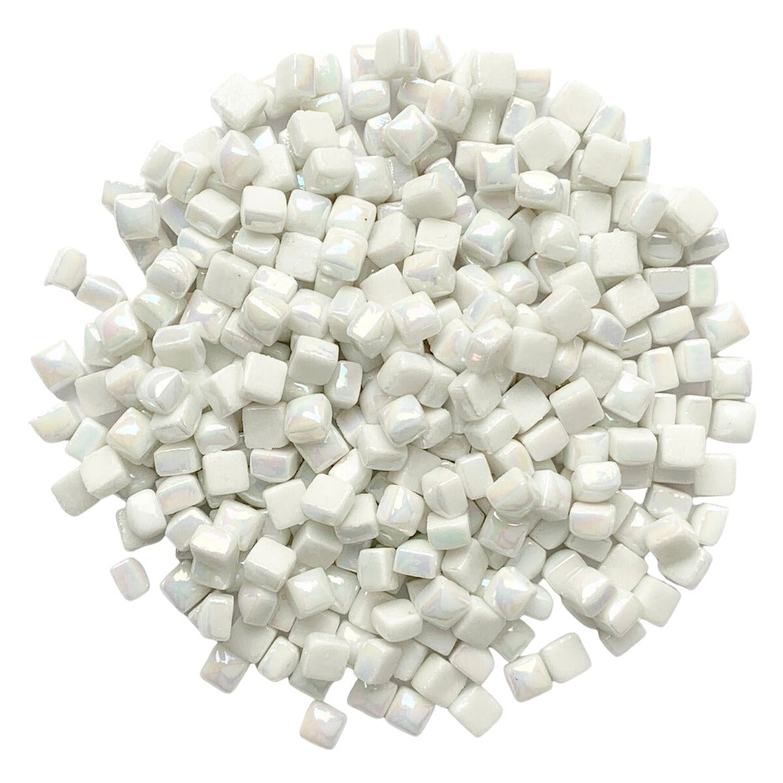 Micro mozaic din sticlă 4,8mm – alb, sidefat - mosaicshop