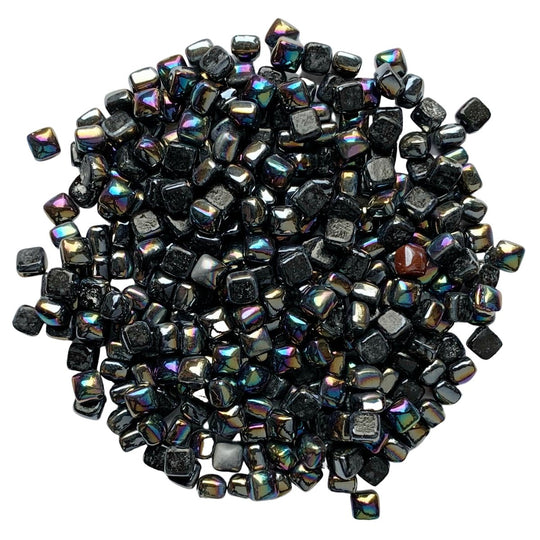 Micro mozaic din sticlă 4,8mm – negru, sidefat