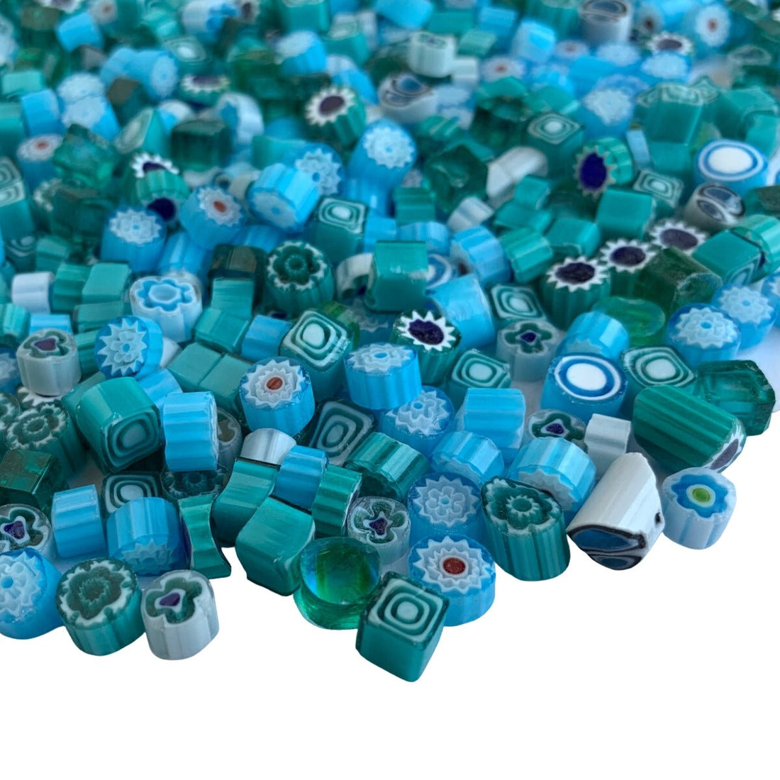 Mozaic din sticlă – Millefiori – amestec albastru - mosaicshop