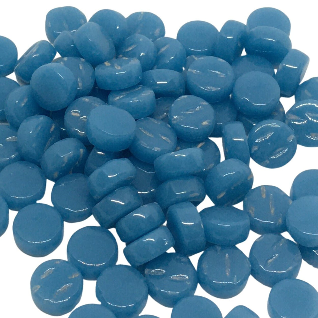 Mozaic din sticlă – Mini discuri 8mm – albastru lac - mosaicshop