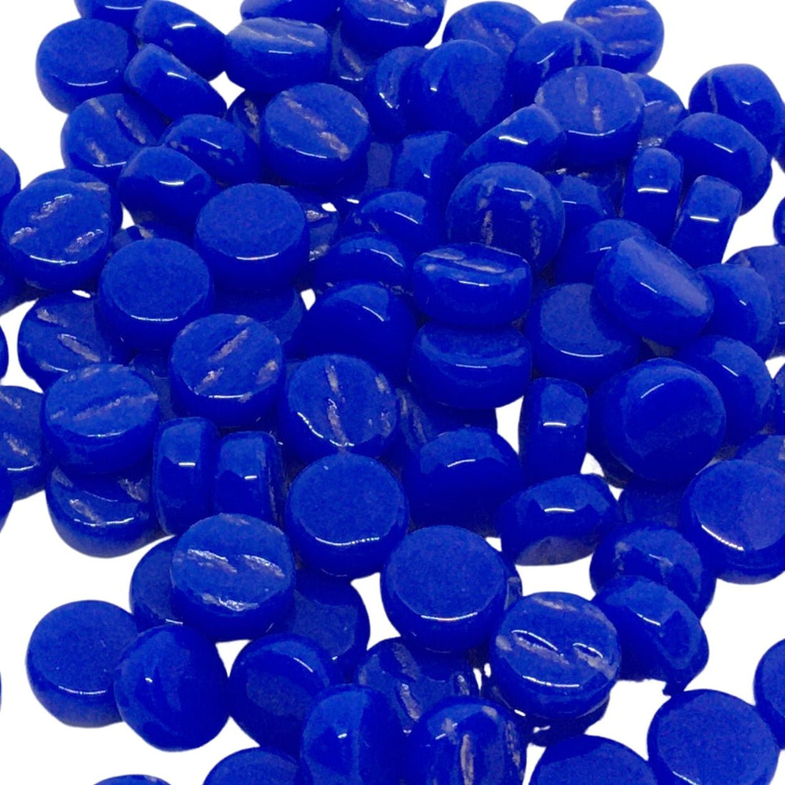 Mozaic din sticlă – Mini discuri 8mm – albastru strălucitor - mosaicshop