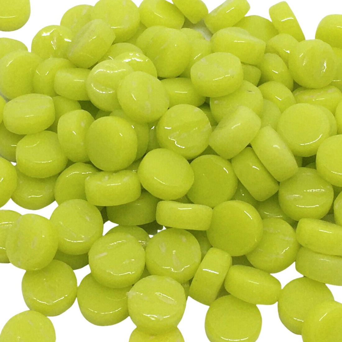 Mozaic din sticlă – Mini discuri 8mm – verde/galben - mosaicshop