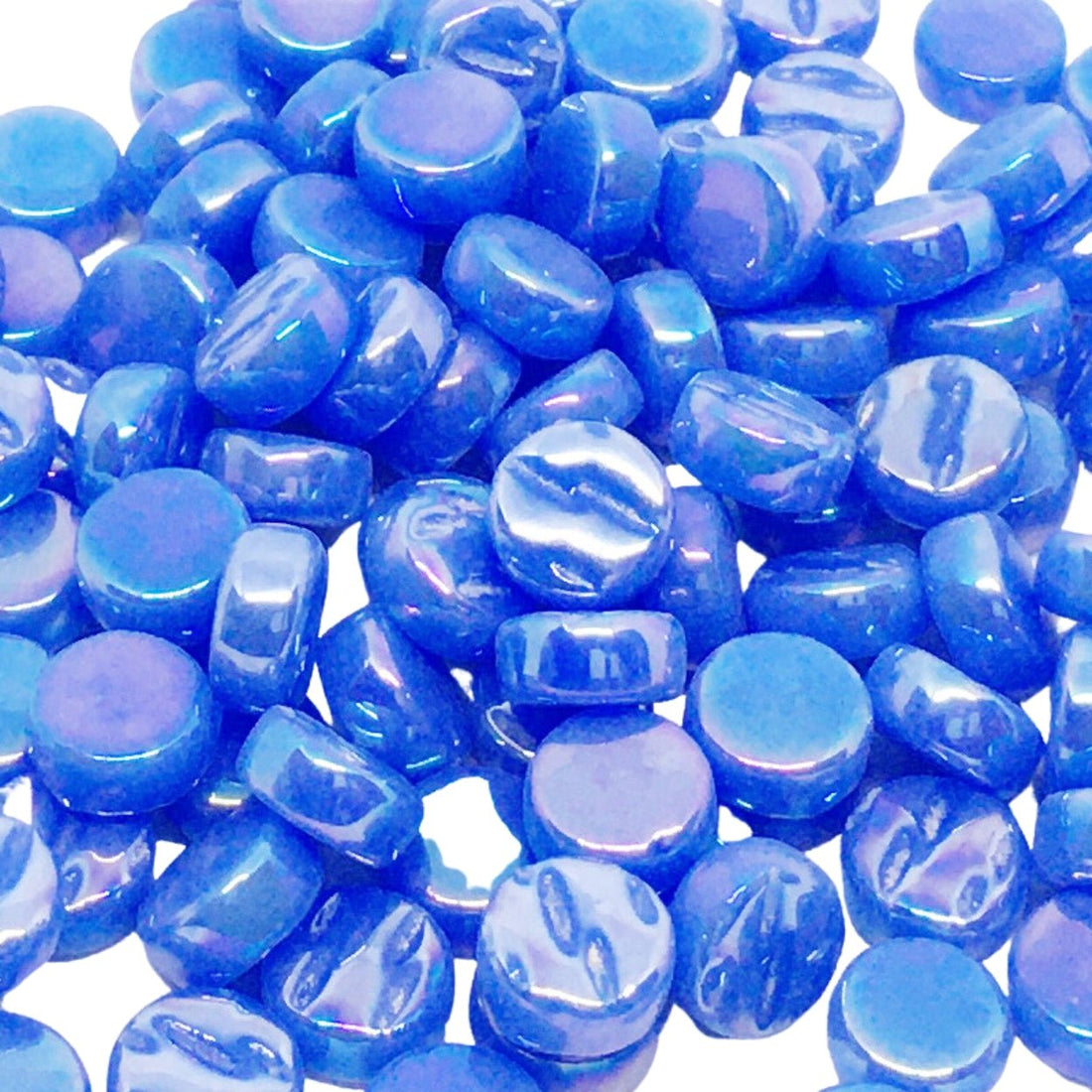 Mozaic din sticlă – Mini discuri sidefate 8mm – albastru - mosaicshop