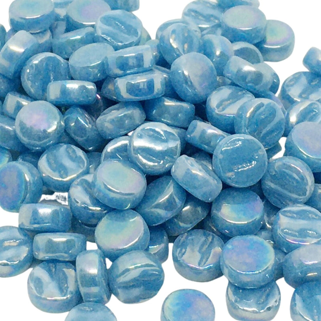 Mozaic din sticlă – Mini discuri sidefate 8mm – albastru lac - mosaicshop