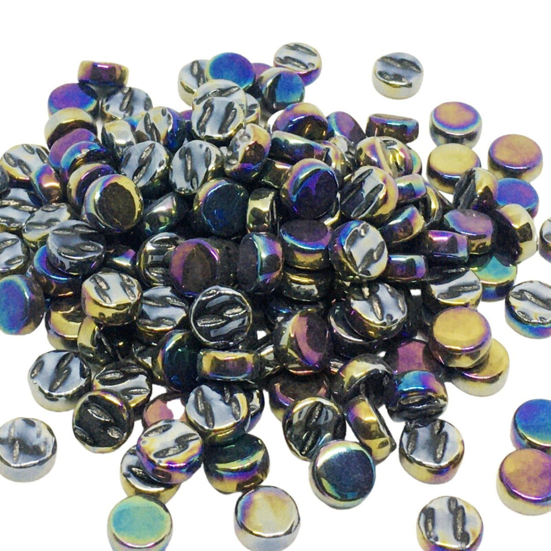 Mozaic din sticlă – Mini discuri sidefate 8mm – negru opalin - mosaicshop