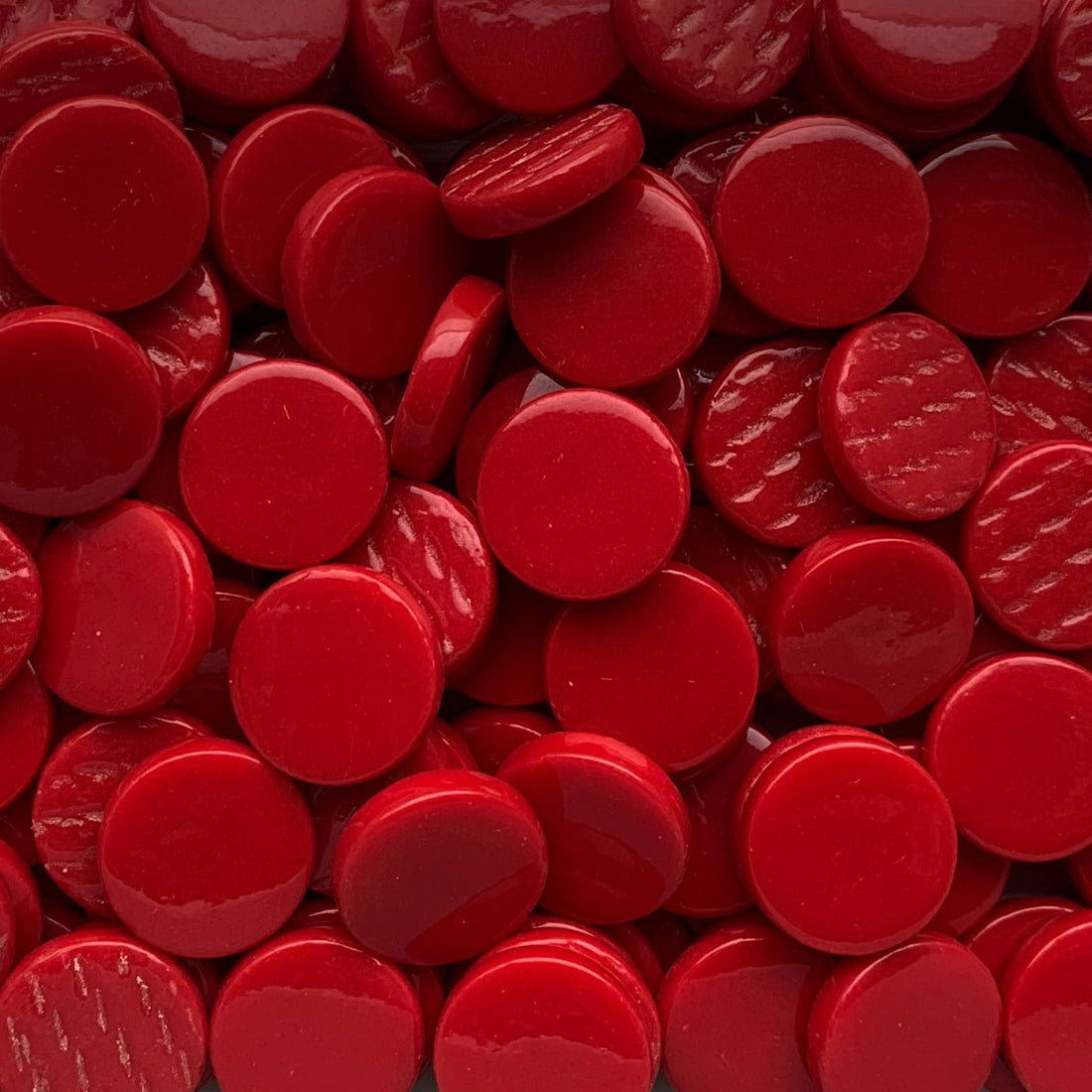 Mozaic din sticlă – Plăcuță rotundă din sticlă 18mm – roșu sângeriu - mosaicshop