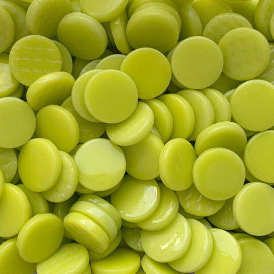 Plăcuță rotundă din sticlă 18mm – verde gălbui
